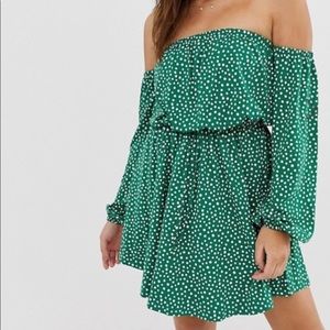 ASOS DESIGN bardot mini sundress in polka dot